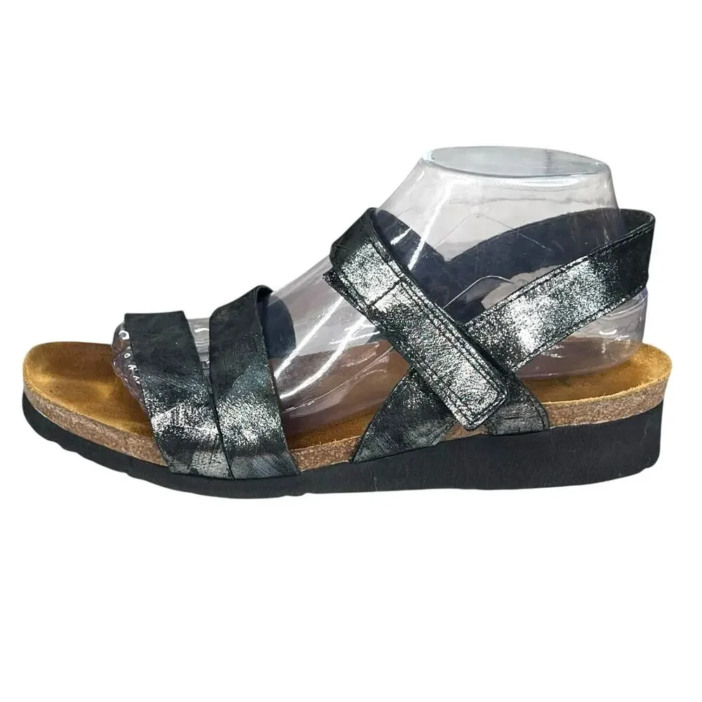 NAOT Women’s Kayla Metallic Grey Slingback Sandal Size 41 US 10/10.5